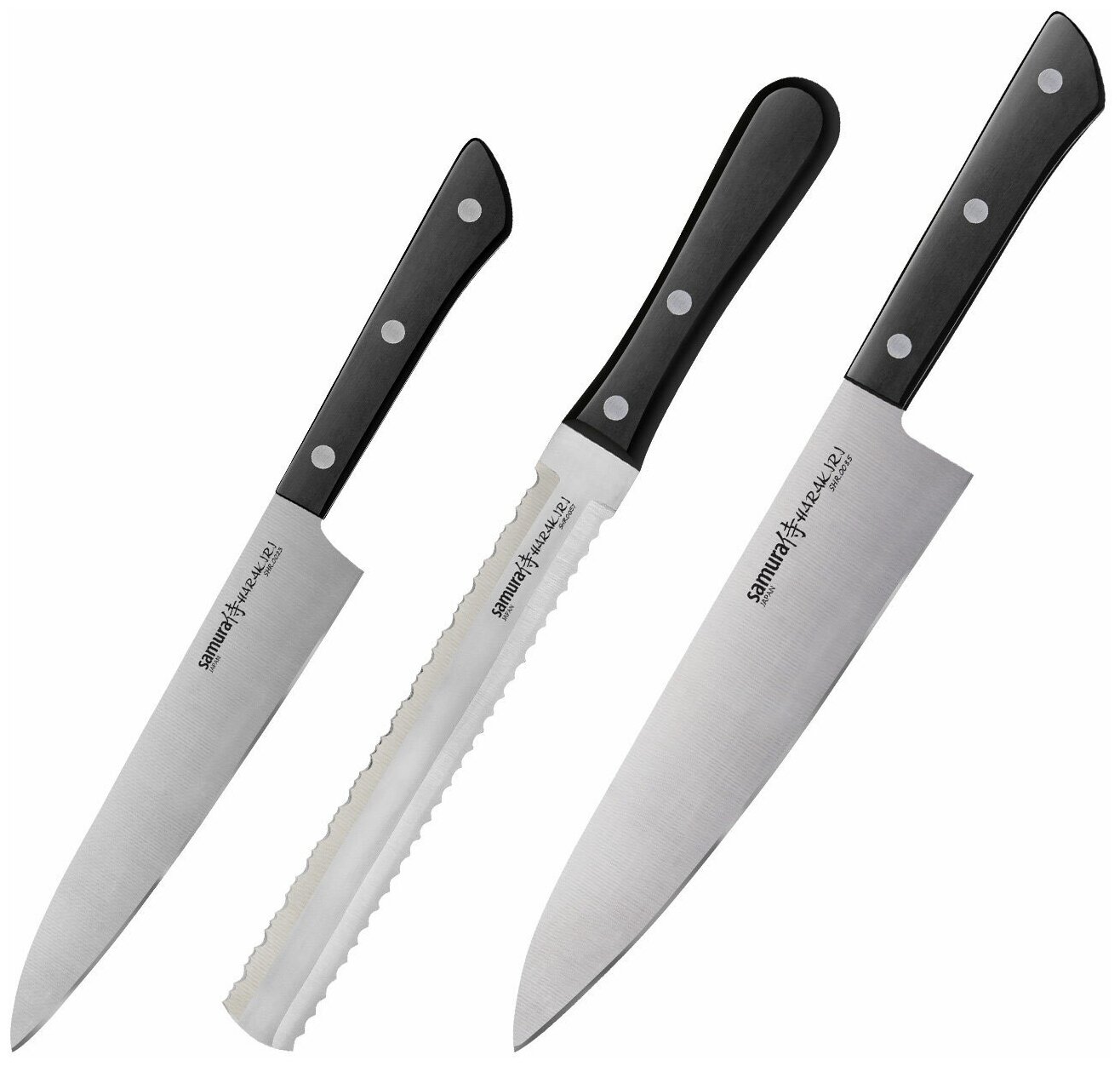 Набор ножей 3 в 1 Samura Harakiri, корроз.-стойкая сталь, ABS пластик