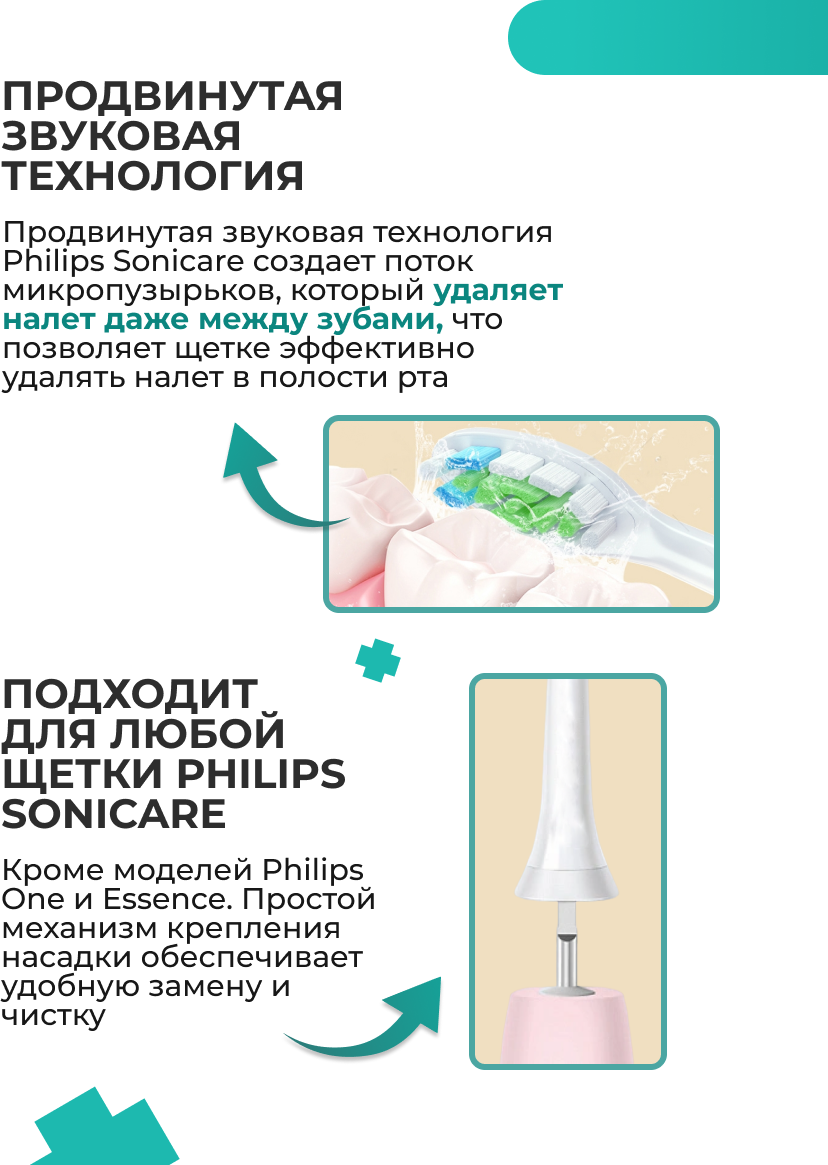 Сменные Насадки для зубной щетки Philips Sonicare сменные совместимые 3 шт (Розовый) - фотография № 2