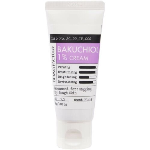 Derma Factory Крем для лица питательный с бакучиолом - Bakuchiol 1% cream, 30мл крем для лица derma factory крем увлажняющий питательный с бакучиолом bakuchiol 1% cream