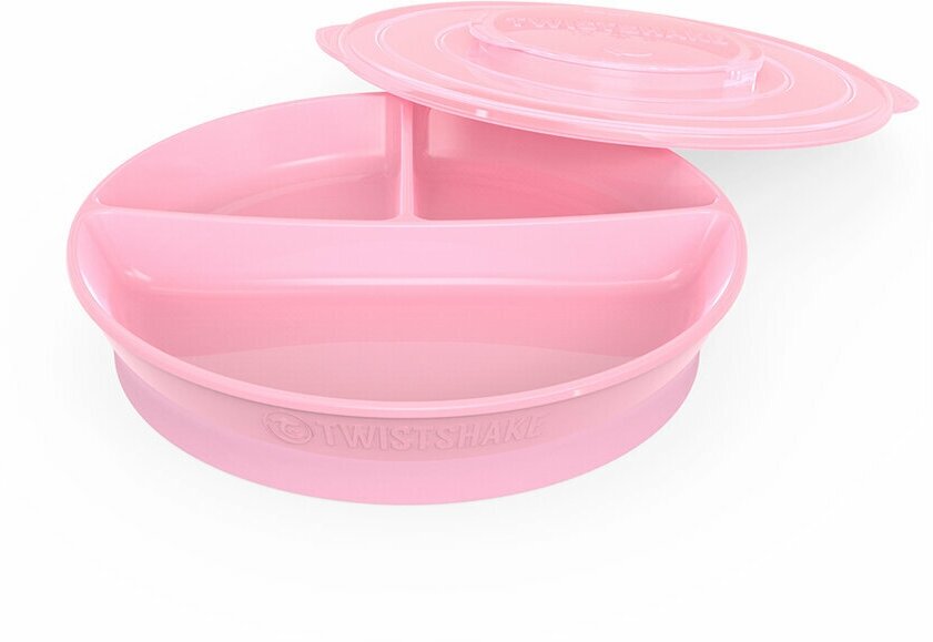 Тарелка детская с разделителями с крышкой, 390 мл, Twistshake, цвет: розовый