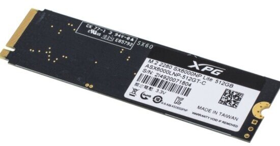 Накопитель SSD Adata M.2 2280 512 Гб PCIe 3.0 x4 (ASX6000LNP-512GT-C)