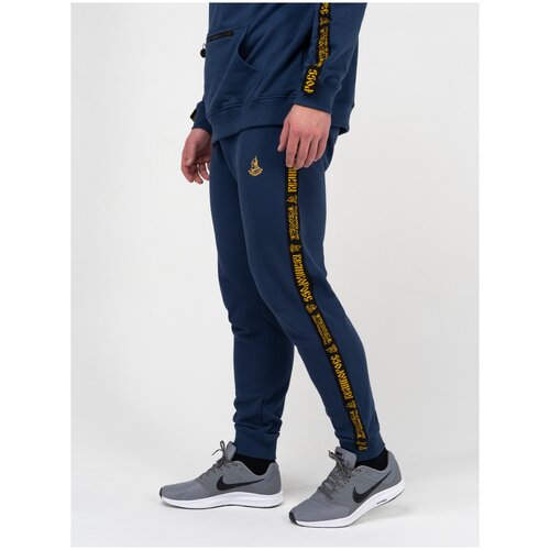 Спортивные штаны Великоросс цвета синего денима с лампасами, с манжетами (5XL/60)