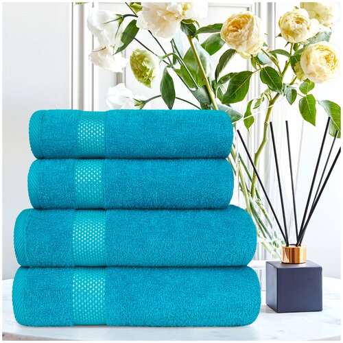 фото Eleganta набор из 4 полотенец petek crystal цвет: лазурный (50х80 см - 2 шт,70х130 см - 2 шт) br53519