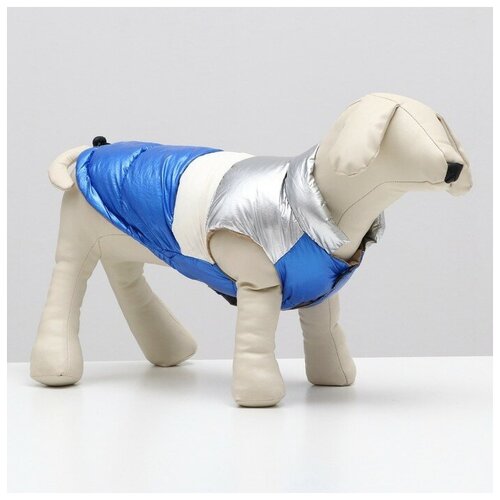 FlowMe Куртка для собак с утяжкой размер 16 (ДС 36, ОГ 46, ОШ 35), серебряно-синяя