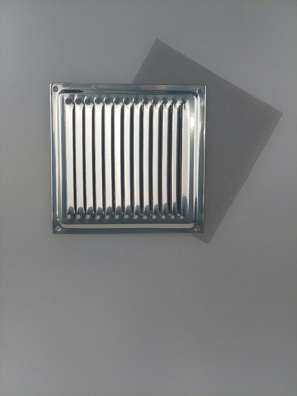 Решетка вентиляционная 100х100 с сеткой, хром (комплект 4 шт) - фотография № 6