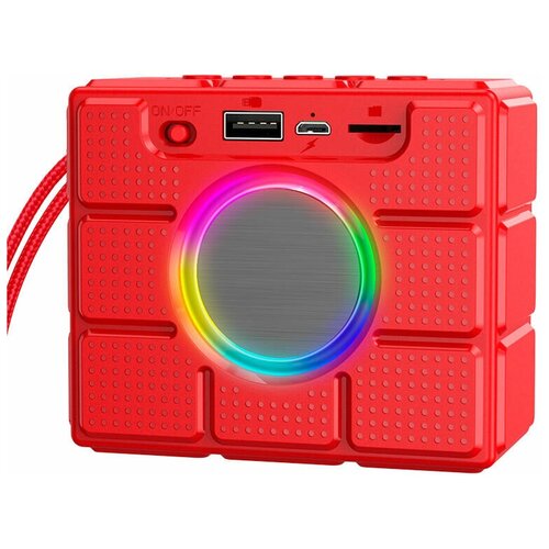 Беспроводная с подсветкой музыкальная блютуз колонка акустическая портативная TWS Bluetooth FM USB microSD для телефона Айфон и Андроид 131100₽