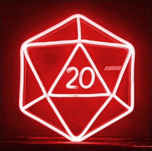Cветильник светодиодный неоновый 20-гранный Кубик, 40х35 см, красный