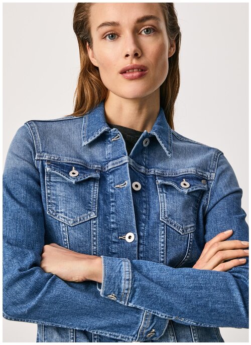 Куртка джинсовая женская, Pepe Jeans London, артикул: PL402011, цвет: синий (GV1), размер: M