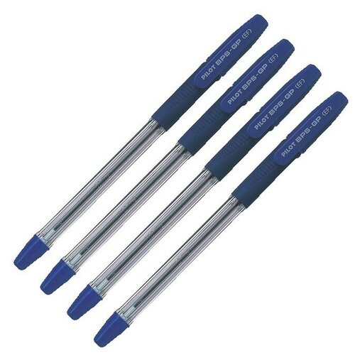 Набор ручек шариковых Pilot BPS-GP, резиновый упор, 0.5 мм, масляная основа, стержень синий, 4 штуки, 1 набор