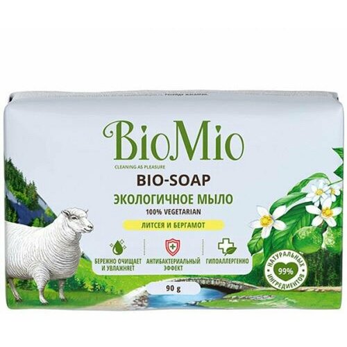 Мыло туалетное BIOMIO Литсея и бергамот,90г biomio bio soap мыло туалетное литсея и бергамот 90г набор 3шт