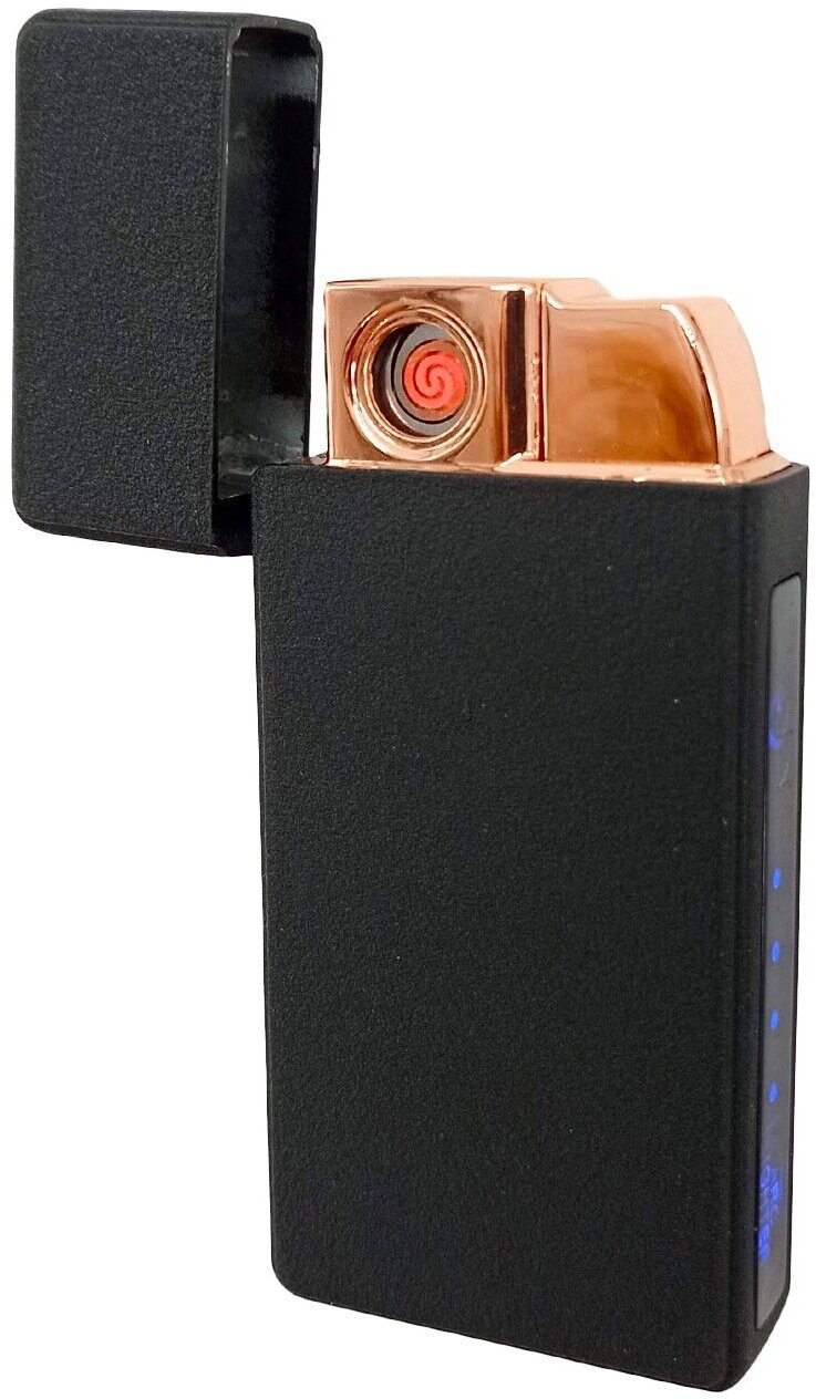 USB зажигалка с функцией газовой матовая черная - фотография № 1