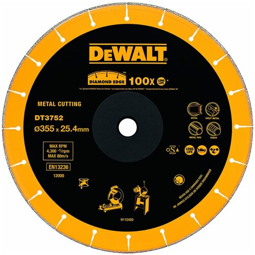 Круг алмазный DeWalt ф355 металл DT3752