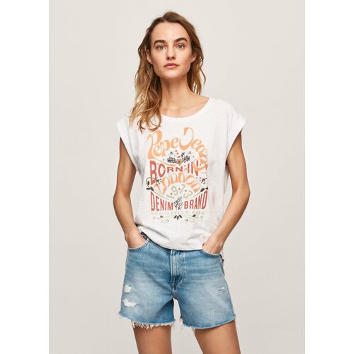 футболка жен для женщин, Pepe Jeans London, модель: PL505466, цвет: белый, размер: 44(S)