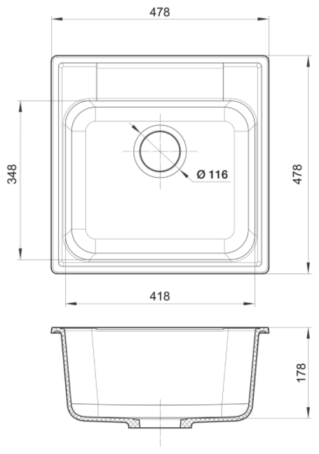 Мойки GranFest QUARZ GF-Z48, мойка, гранит, черный - фотография № 4