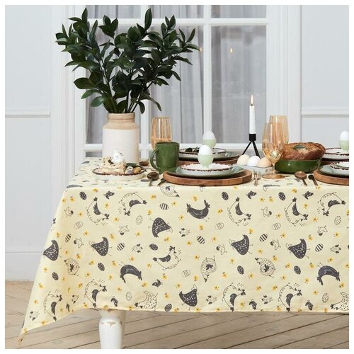 Скатерть 220x144 см Прямоугольная Птицы Рогожка 1989₽