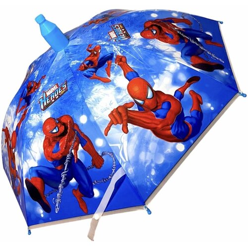 Детский зонтик / Зонтик со свистком в пластиковом чехле / Зонтик трость полуавтомат для мальчиков Человек Паук для школы мультик