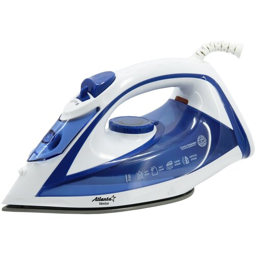 Утюг с пароувлажнением для одежды мощность 2200 Вт материал корпуса пластик цвет белый синий 475700₽