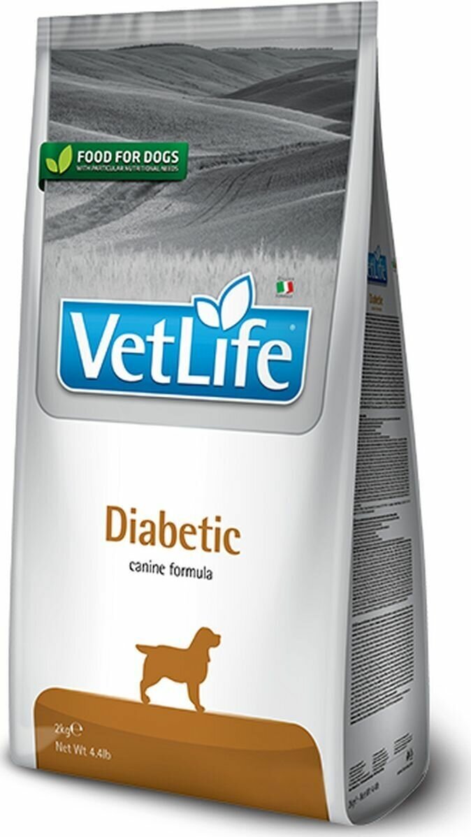 Сухой диетический корм Farmina Vet Life Diabetic, для собак с сахарным диабетом, курица, 2кг