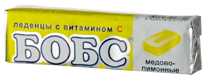 БОБС леденцы, 3.5 г, 10 шт., лимон+мед, 1 уп.