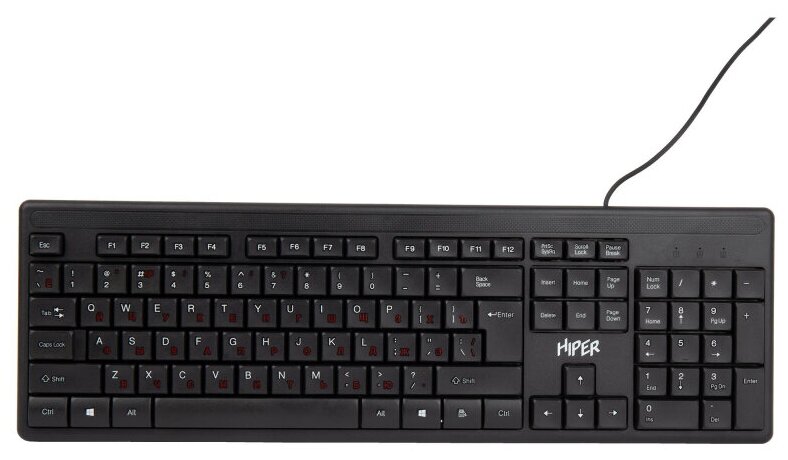 Клавиатура Hiper OK-1100 черная, USB, 104 кн, проводная