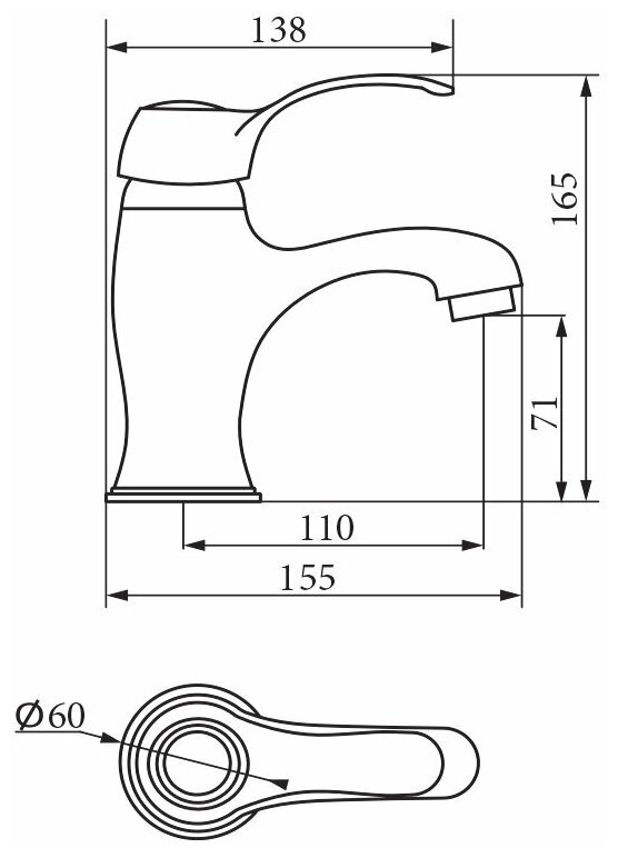 Смеситель для раковины (умывальника)  Grazia VR.GRA-3510.BR .