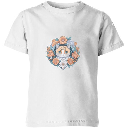 Футболка Us Basic, размер 4, белый детская футболка кот в ореоле цветов 164 синий