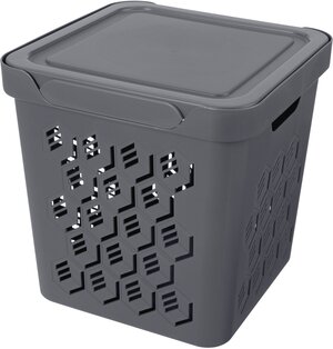 Ящик с крышкой универсальный "DELUXE", 286х286х286 мм, 18л (Серый)