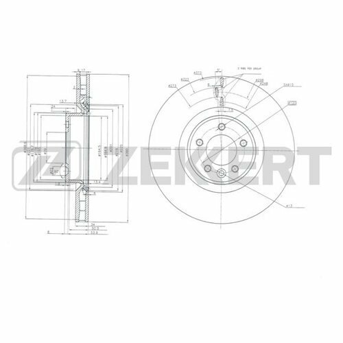 Диск тормозной передний ZEKKERT BS5889 для Land Rover Range Rover (2012-н. в.), Land Rover Range Rover Sport (2005-2013)