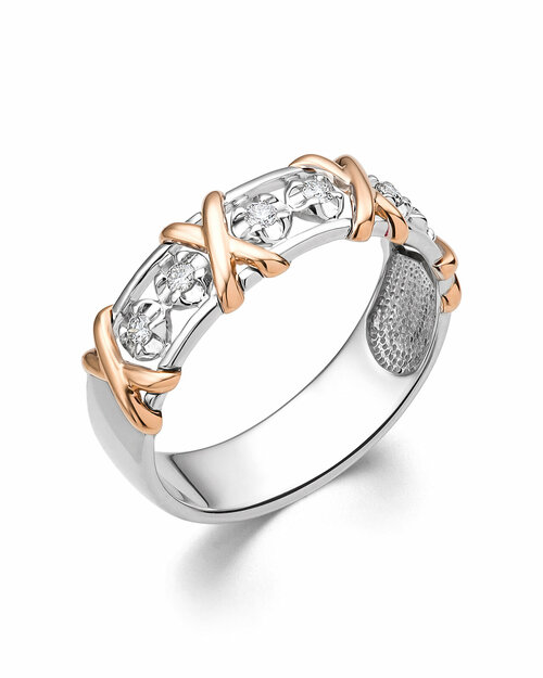 Кольцо обручальное Dewi, красное, белое золото, 585 проба, бриллиант, размер 19, золотой