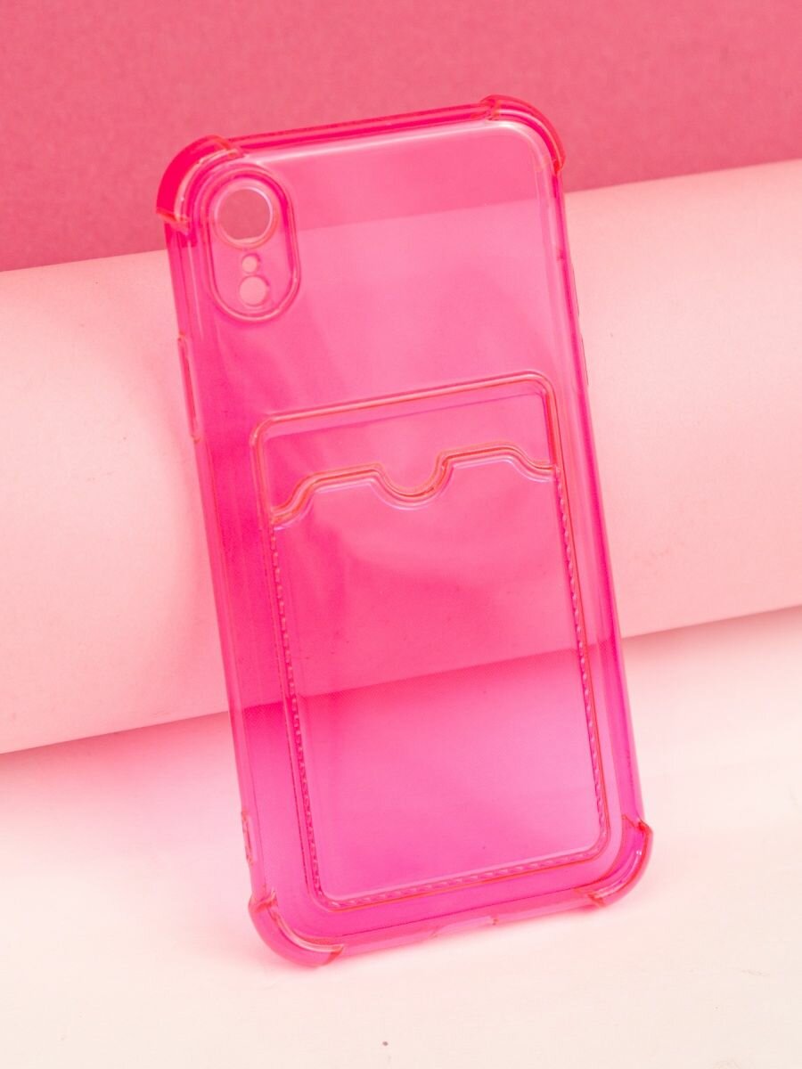 Чехол на Apple iPhone XR с карманом, розовый