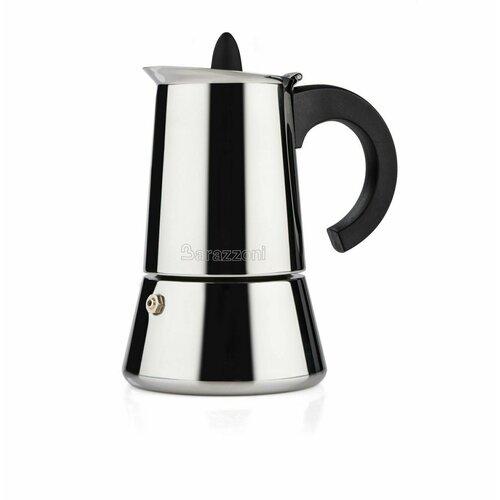 фото Гейзерная кофеварка на 2 чашки barazzoni la caffettiera inox, 15,2 см, нержавеющая сталь 18/10, бакелит, цвет серебристый