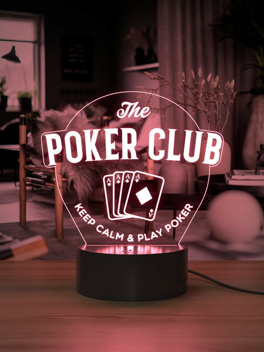 Световая надпись Poker Club / Ночник для игрока в покер казино - фотография № 6