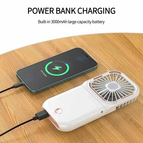 Вентилятор портативный, ручной, настольный, карманный, Powerbank - фотография № 3