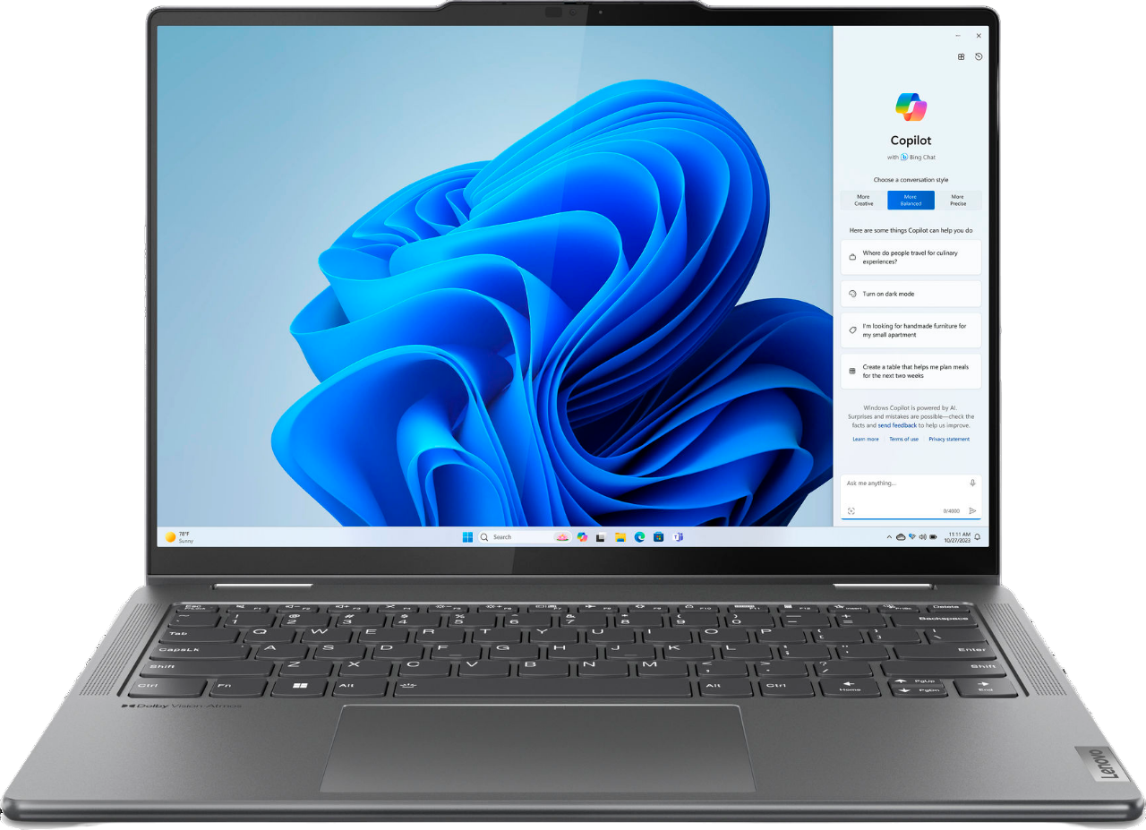 Ноутбук Lenovo Yoga 7 2-in-1 Gen 9 14" WUXGA Touch OLED/AMD Ryzen 7 8840HS/16GB/1TB SSD/Radeon 780M/Windows 11 Home/RUSKB/серый (83DK006PRK) — фото 1