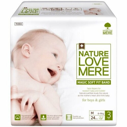 Подгузники Nature Love Mere 00719 супер мягкие Magic Soft M 6-9 кг 24 шт 1890₽