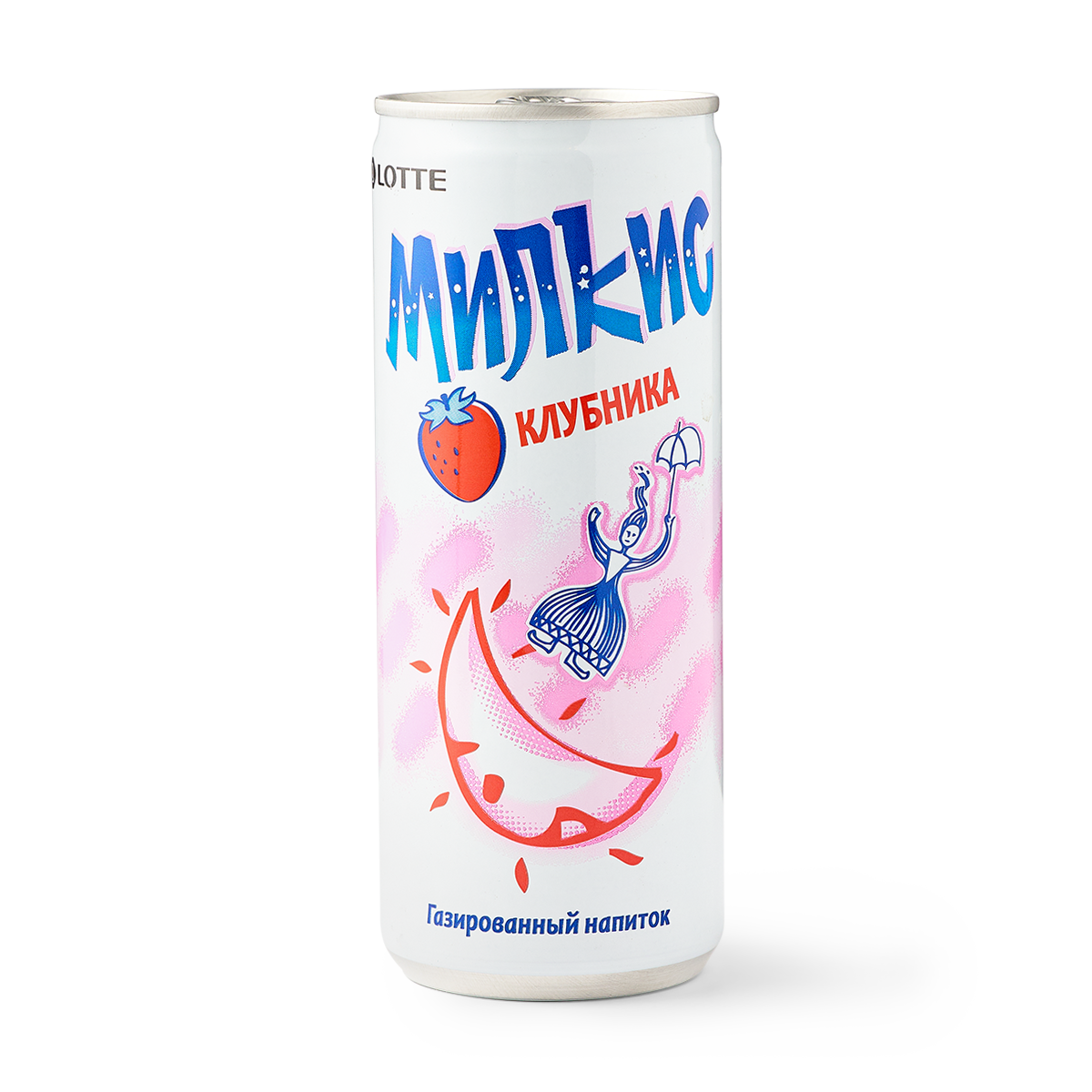 Напиток Milkis Lotte, клубника, газированный, в металлической банке, 250 мл