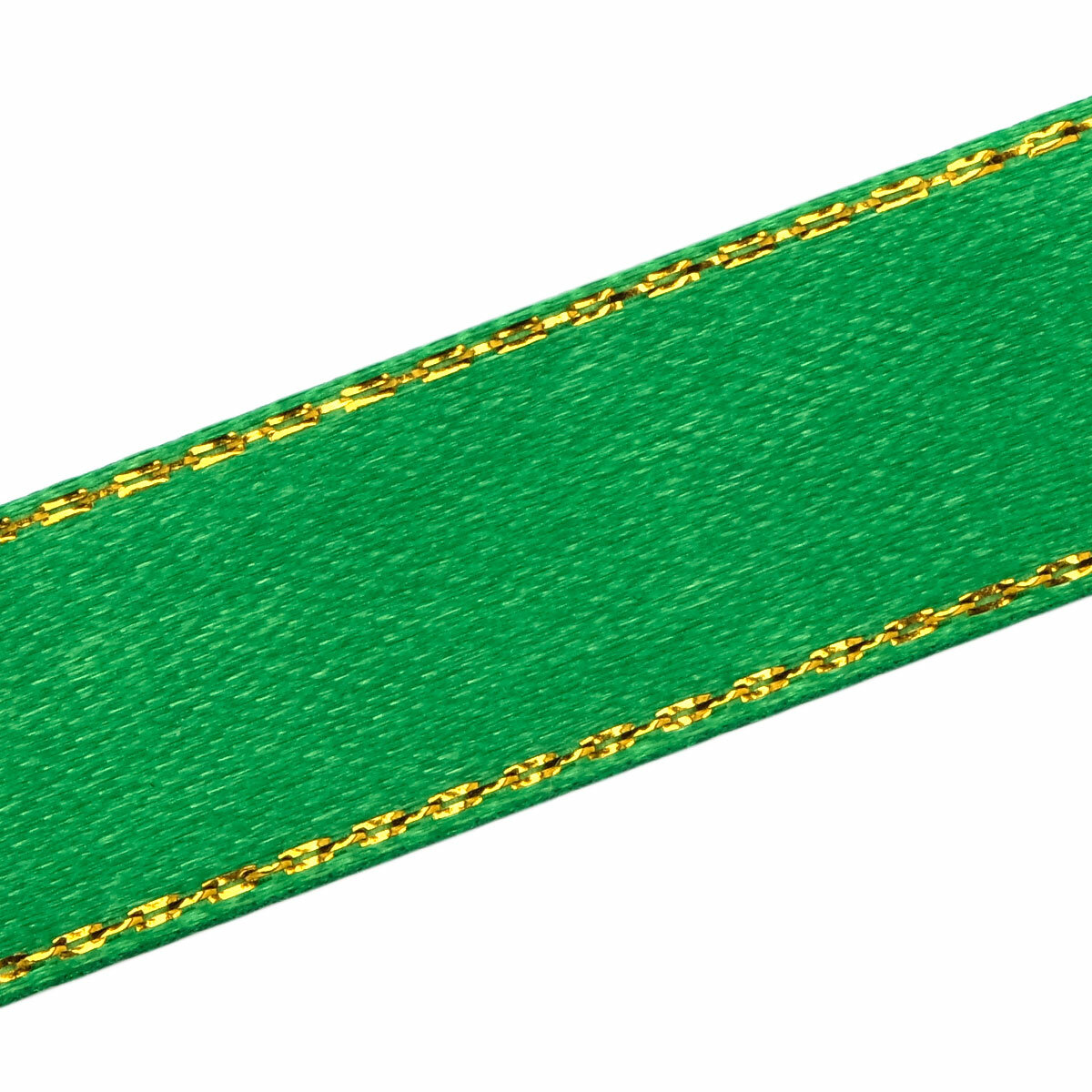 Лента атласная с золотой нитью Айрис RB-011, односторонняя, 15 мм*22,86 м (19 зеленый)