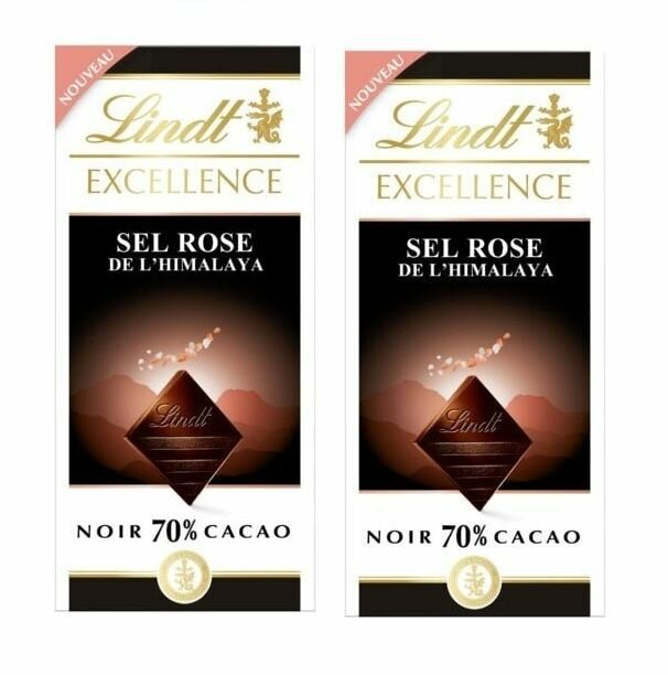 Lindt Excellence 70% CACAO SEL ROSE DE L'HIMALAYA / c розовой Гималайской солью, 2 шт х 100 гр (Франция)