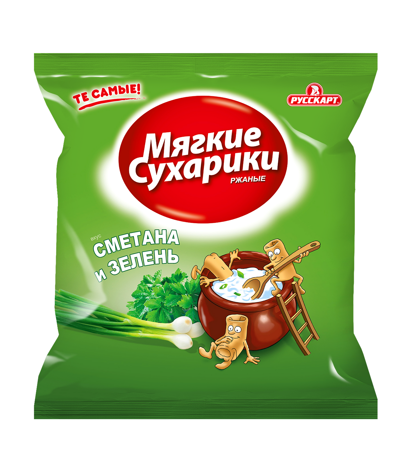 Сухарики ржаные Русскарт "Мягкие сухарики" сметана и зелень 38г