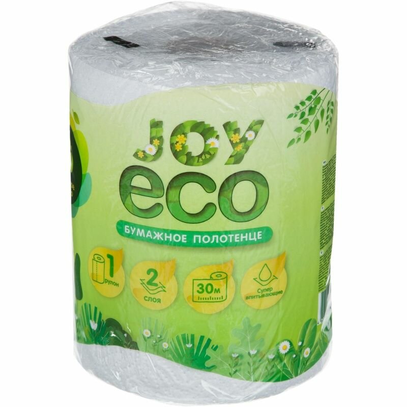 Бумажные полотенца ECO JOY Вторсырье, 2 слоя, 30 м, 1 рулон