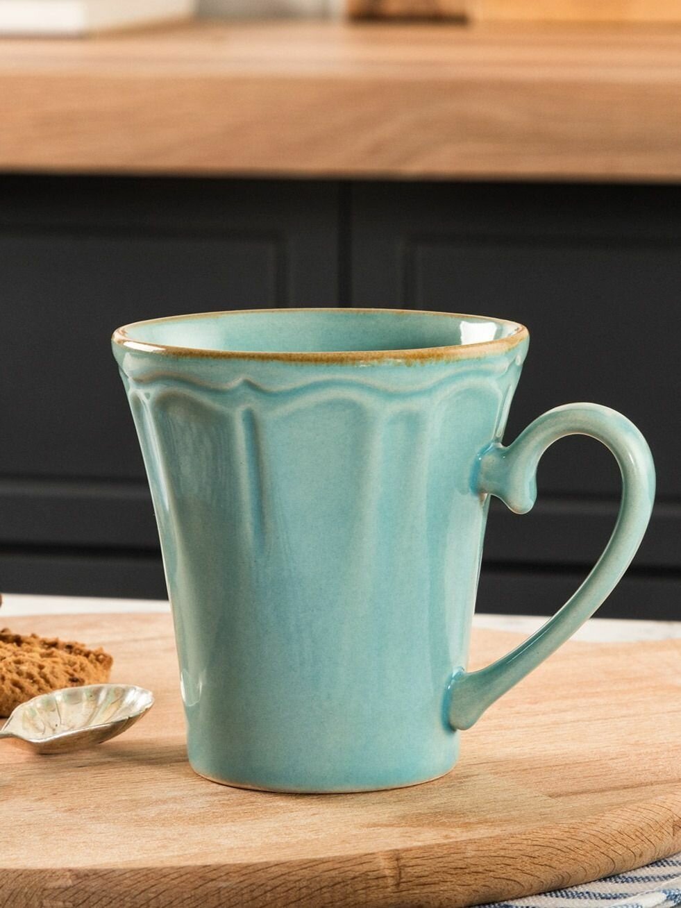 Кружка для чая и кофе керамическая, 260 мл, керамика, MADAME COCO, бирюзовая — фото 1
