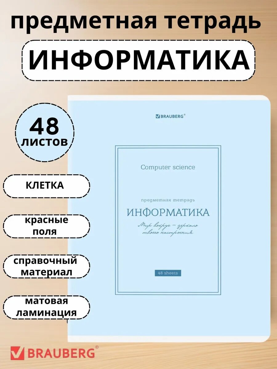 Тетрадь BRAUBERG "Информатика", справочный материал, формат A5, 48 листов
