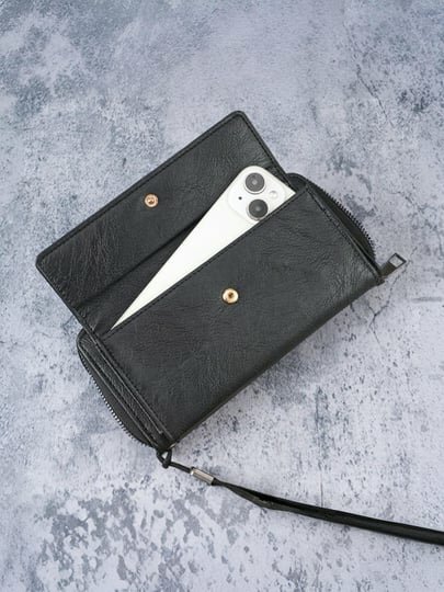 Кошелек , фактура гладкая, черный — фото 1