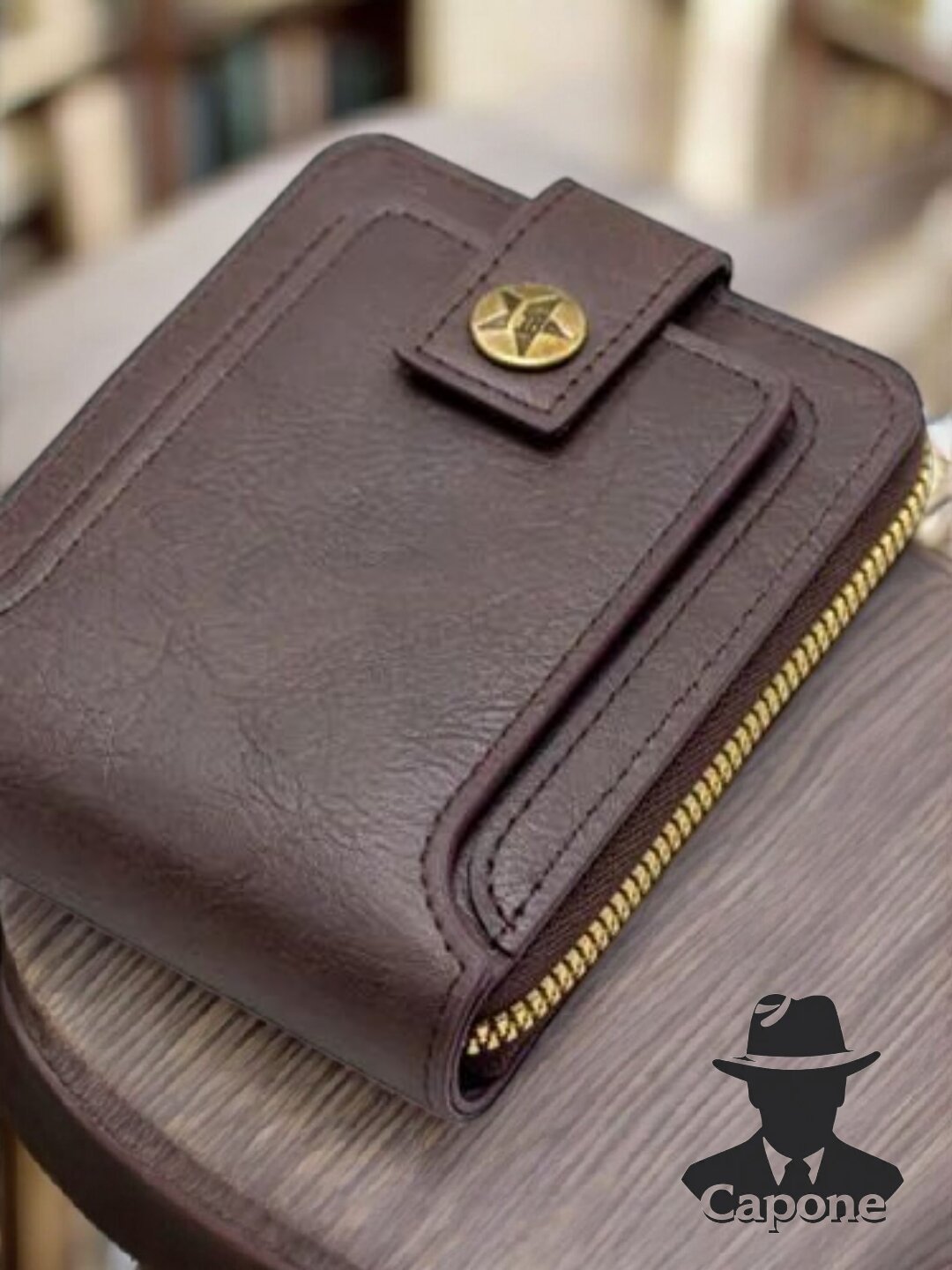 Портмоне, фактура глянцевая, 1506 Коричневый — фото 1