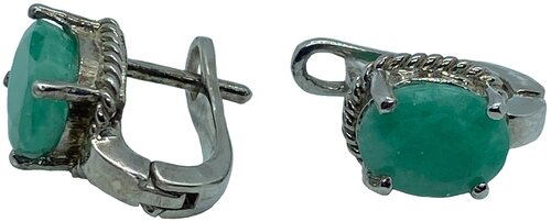 Серьги серебро, 925 проба, изумруд