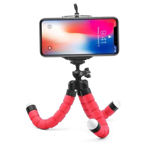 Штатив-трипод Flex-01 для телефона с гибкими ножками, красный штатив для телефона с гибкими ножками гибкий селфи трипод тренога для телефона и фотоаппарата