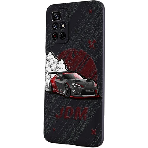 Силиконовый чехол Mcover для Poco M4 Pro 5G с рисунком JDM чёрная машина силиконовый чехол mcover для xiaomi poco m3 с рисунком jdm чёрная машина