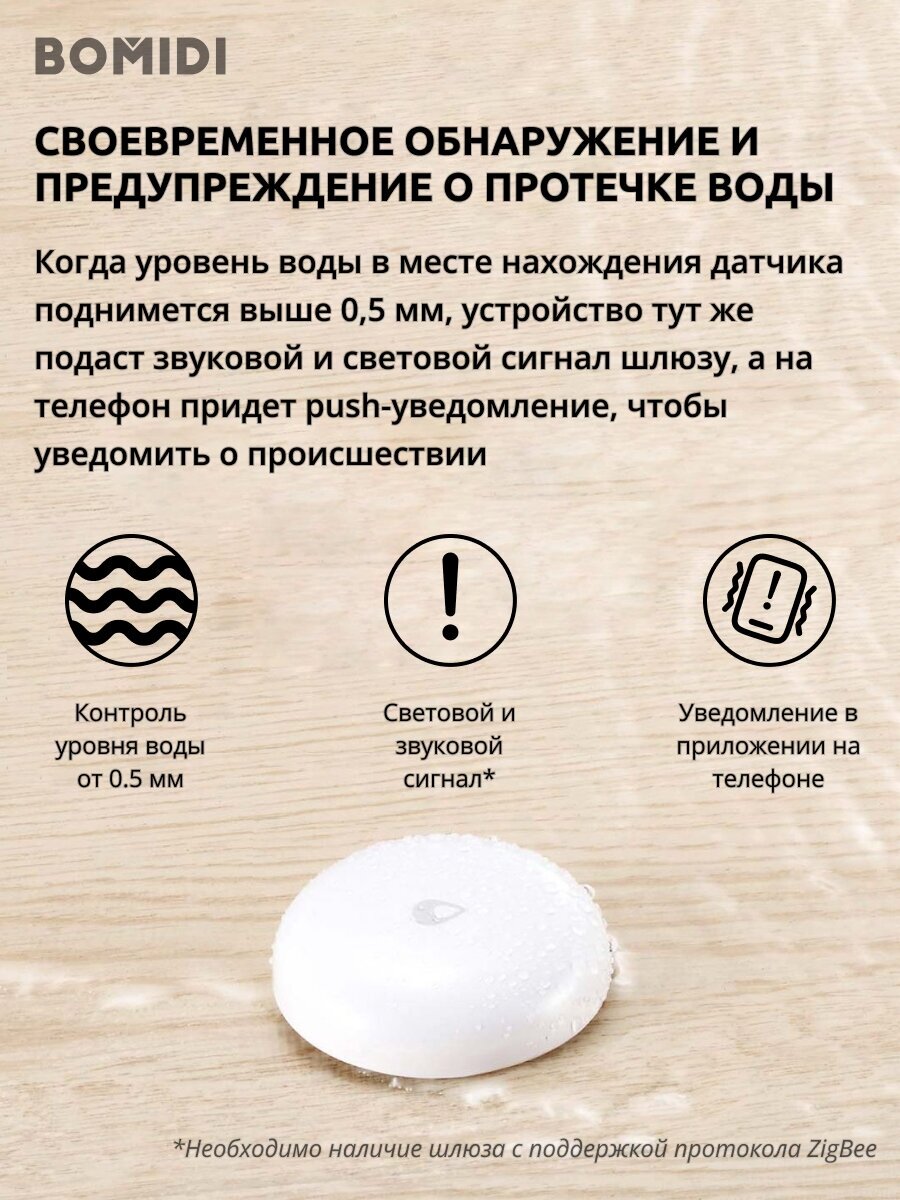 Беспроводной датчик протечки Water Leak Sensor белый CN - фотография № 3