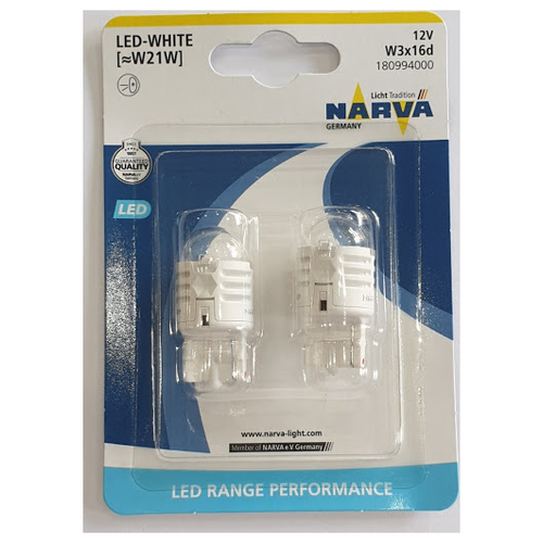 фото Лампа автомобильная светодиодная narva led w21w 12v-led 2,8w (w3x16d) 6000k white range performance led (блистер 2шт.)