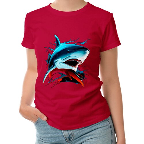 Женская футболка «Logo Shark» (L, темно-синий)